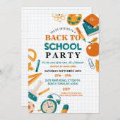 Retour À La Fête De L'École Invitation Fun Station (Devant / Derrière)