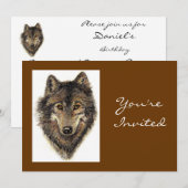 Retour à la nature, loup, Invitation d'anniversair (Devant / Derrière)