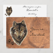 Retour à la nature, loup, Invitation d'anniversair (Devant / Derrière)