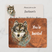 Retour à la nature, loup, Invitation de fête anima (Devant / Derrière)