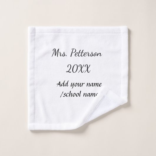 Retour à l'école ajouter nom de l'enseignant année (Gant de toilette)