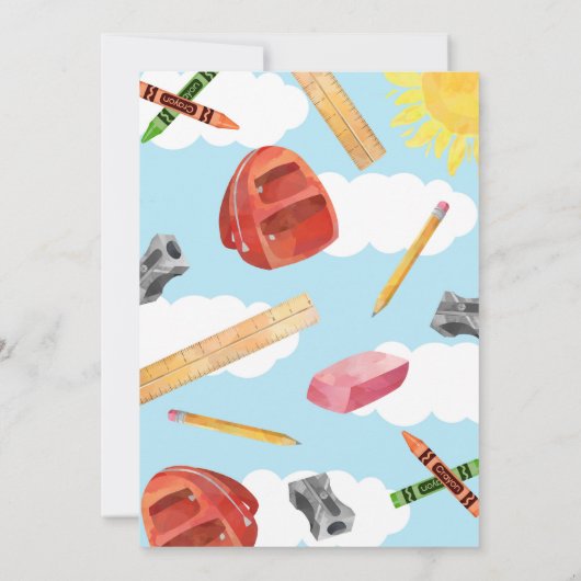 Retour à l'école Anniversaire Fête Invitation Invi (Dos)