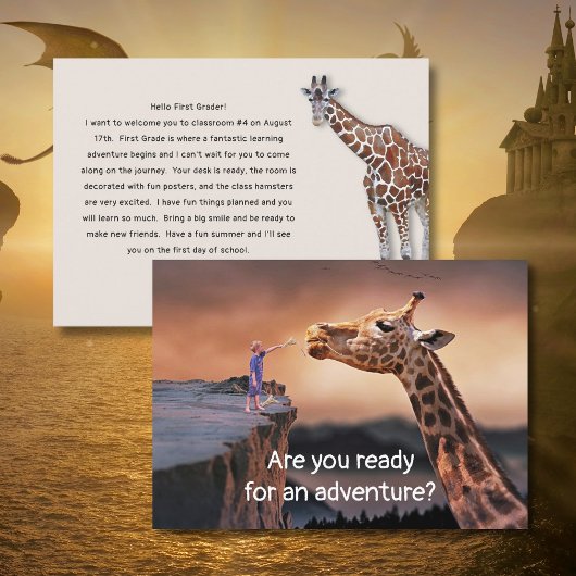 Retour à l'école Cartes de bienvenue Giraffe Adven