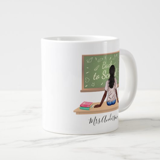 Retour à l'école Chalkboard enseignant Mug Curly B (Devant droit)