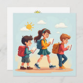 Retour à l'école enfants Appartement Carte de vaca (Devant / Derrière)