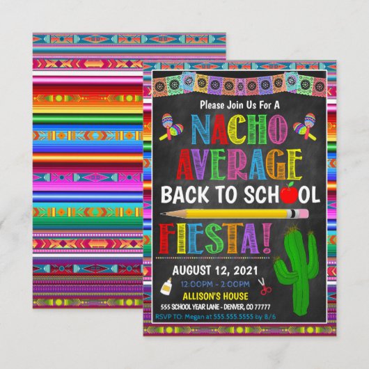 Retour À L'École Fête Invitation (Devant / Derrière)