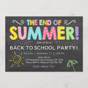 Retour à l'école fin de l'été Fête Invitation
