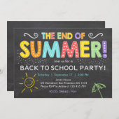 Retour à l'école fin de l'été Fête Invitation (Devant / Derrière)
