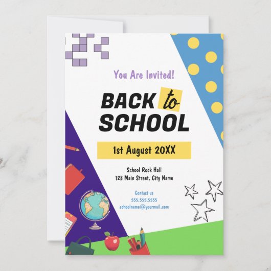 Retour à l'école Invitation moderne (Devant)