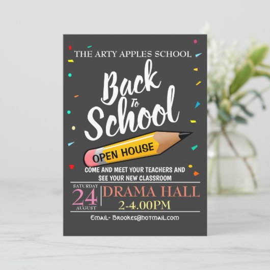 Retour à l'école invitation OUVERT MAISON (Debout devant)