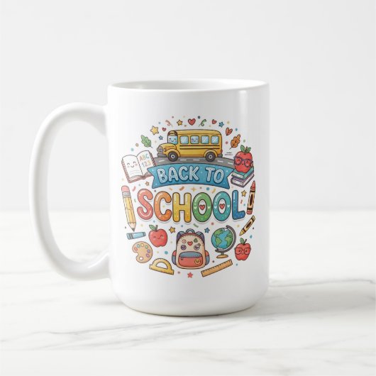 Retour à l'école. Mignon. Coloré. Tasse (Gauche)