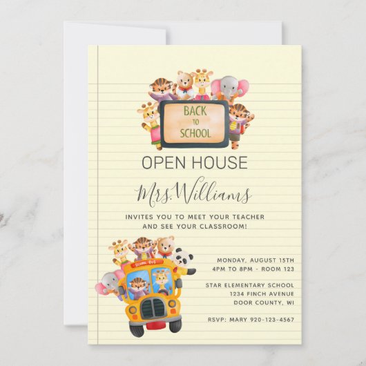 Retour à l'école Open House Invitation (Devant)