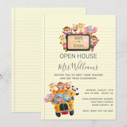 Retour à l'école Open House Invitation (Devant / Derrière)