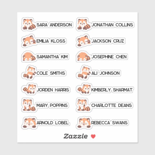 Retour à l'école - Stickers de nom de renards mali (Feuille)