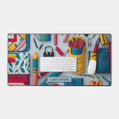 Retour à l'école stylé fournitures Motif Nom Blanc (Clavier et souris)