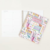 Retour à l'école stylé fournitures Motif Nom Blanc (Devant avec enveloppe)