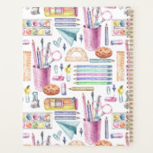 Retour à l'école stylé fournitures Motif Nom Blanc (Dos)