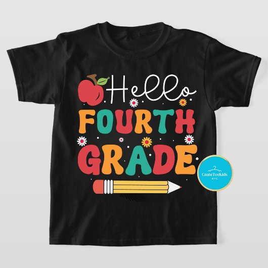 Retour à l'école Tee | Bonjour T-shirt de quatrièm