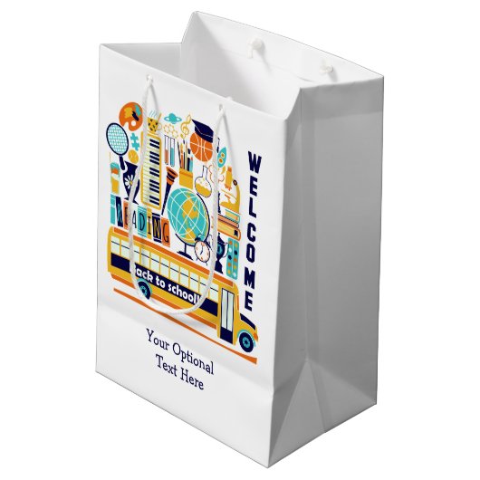 Retour à l'école texte personnalisé moyen sac cade (Dos Angle)