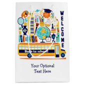 Retour à l'école texte personnalisé moyen sac cade (Devant)