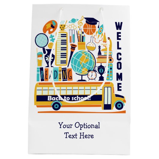 Retour à l'école texte personnalisé moyen sac cade (Dos)