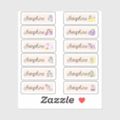 Retour à l'école Unicorn Nom Stickers (Feuille)