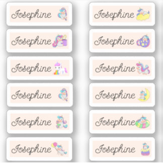 Retour à l'école Unicorn Nom Stickers