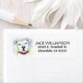 Retour adreslabel - White Pit Bull Head Etiket (Insitu)