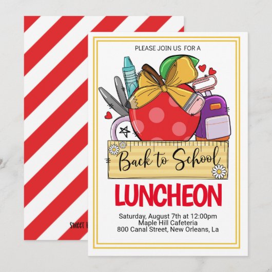 Retour au déjeuner scolaire Invitation (Devant / Derrière)