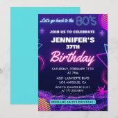Retour aux 80s Fête 37e anniversaire invitations (Devant / Derrière)