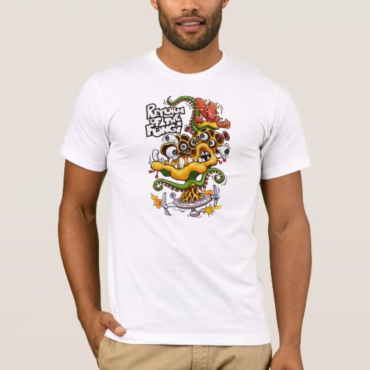 Retour du T-shirt de blanc de champignons (Devant)