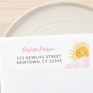 Retouradres Baby Shower 'Straaltje Zonneschijn' Etiket