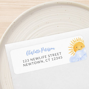 Retouradres Baby Shower 'Straaltje Zonneschijn' Etiket