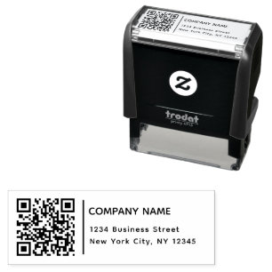 Retouradres Bedrijfs QR Code Moderne Typografie Zelfinktende Stempel