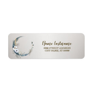 Retouradres Boho White Orchid Flower Blue Moon Etiket
