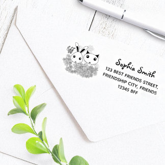 Retouradres Bunny Kitten Dieren Vrienden Kinderen Zelfinktende Stempel