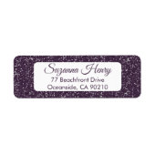 Retouradres _elegant handschrift paarse glitter etiket (Voorkant)