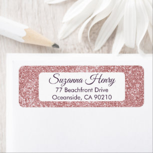 Retouradres _elegant handschrift roze glitter etiket