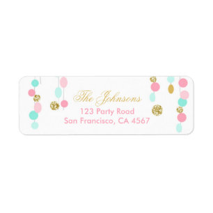 Retouradres Etiket Roze Mint Gold gliter