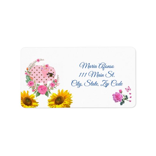 Retouradres Etikettering zonnebloem Elephant Etiket (Voorkant)