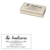 Retouradres Familienaam Floral Roos Script Rubberstempel (Gestempeld)