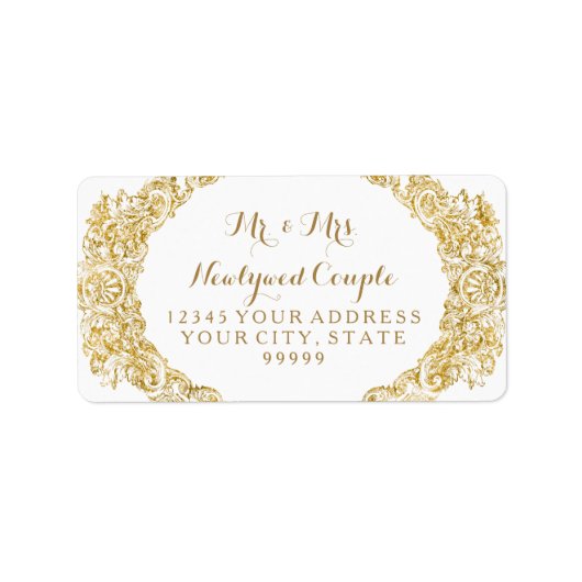 Retouradres Faux Gold Glitter Gravure Etiket (Voorkant)