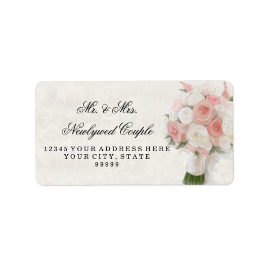 Retouradres Groot modern Roos Floral Bridal Etiket (Voorkant)