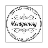 Retouradres Hart Modern Script Familienaam Rubberstempel (Afrduk)