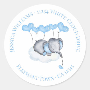 Retouradres - Jong olifantje op witte wolk Ronde Sticker