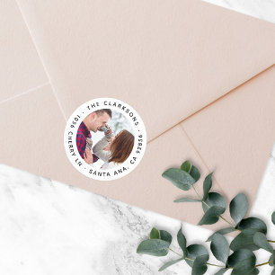 Retouradres Klassieke ronde foto-Sticker Ronde Sticker