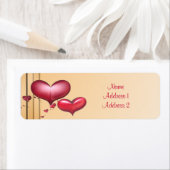 Retouradres label Art Deco Red Hearts (Insitu)