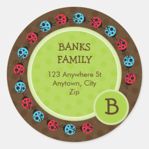 RETOURADRES LABEL:: ladybird circle 1 Ronde Sticker