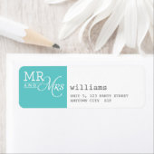 RETOURADRES LABEL mr & mrs typografie aqua grijs (Insitu)