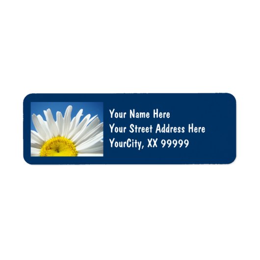 Retouradres Labels Blue Sky White Daisy Floral (Voorkant)